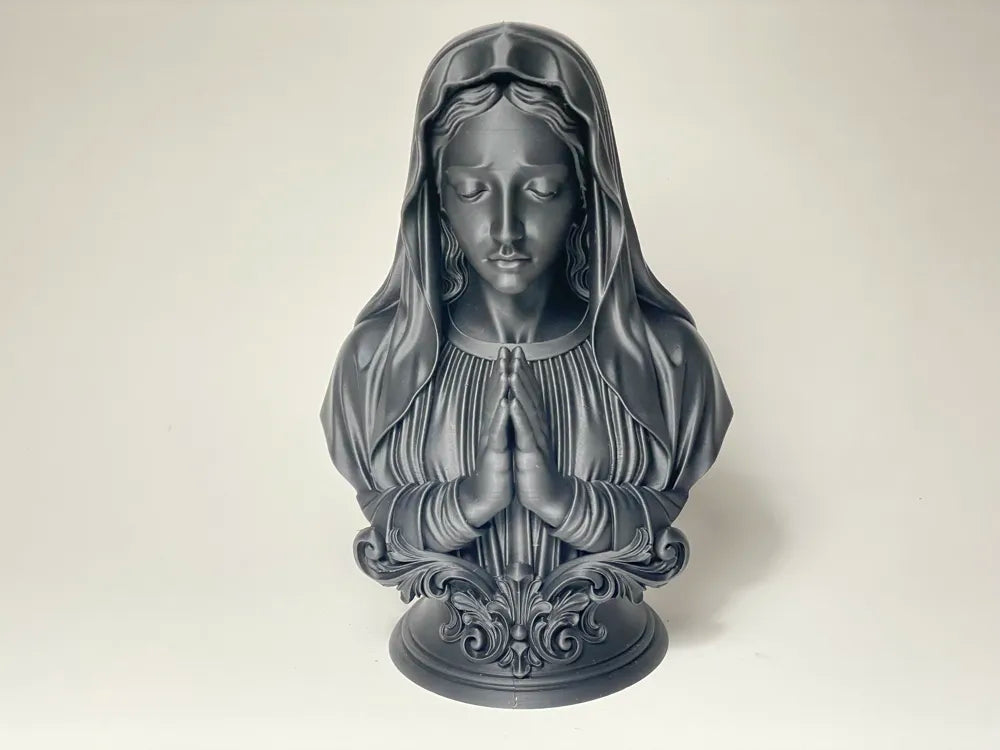 Virgin Mary Bust Prayerful Classical Sculpture – 3D Printed
