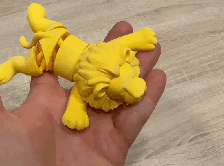 Flexi Articulated Lion Figurine – 3D Printed Jungle Animal Flexi Toy