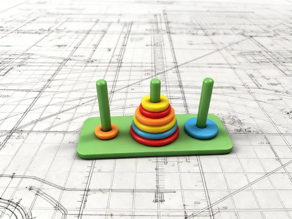 Tower of Hanoi Puzzle Toy – 3D Printed Logic Brain Teaser for Kids