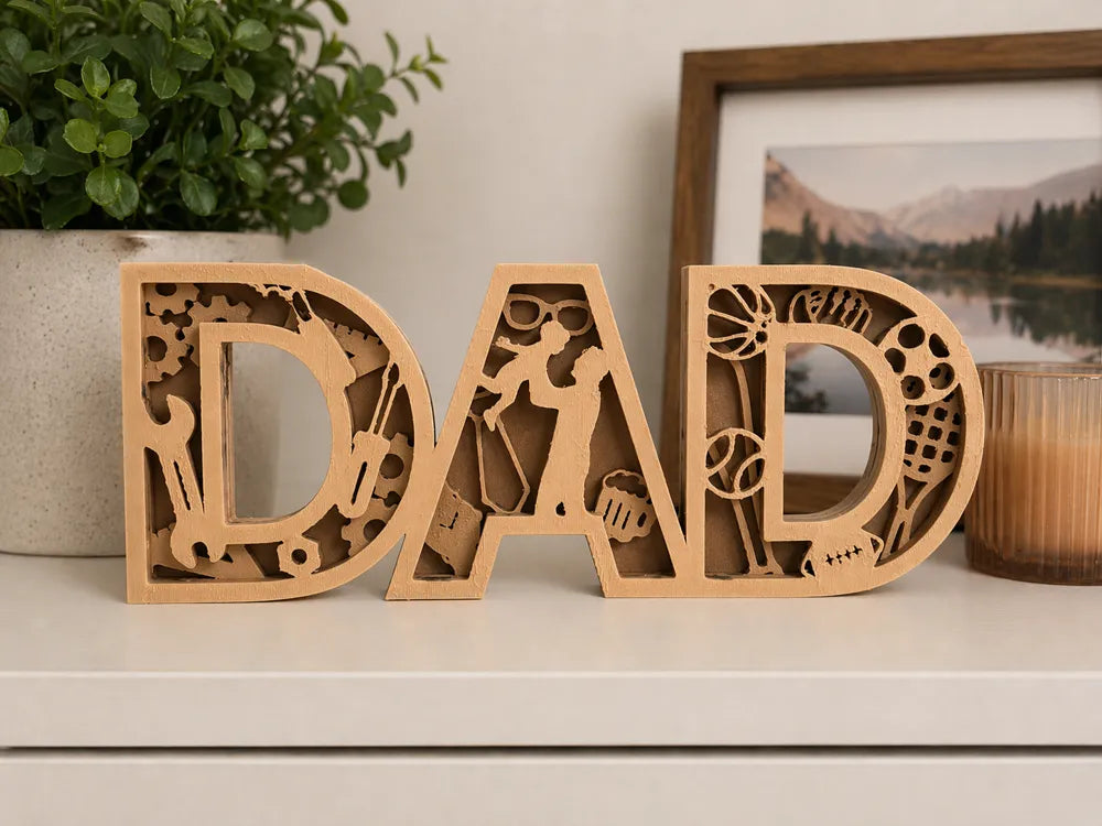 Father's Day Layered Decoration – 3D Printed Multi-Layer Dad Showpiece