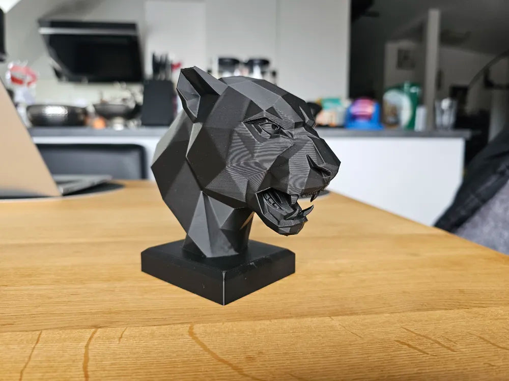 Geometric Panther Bust – 3D Printed Bold Modern Art Sculpture