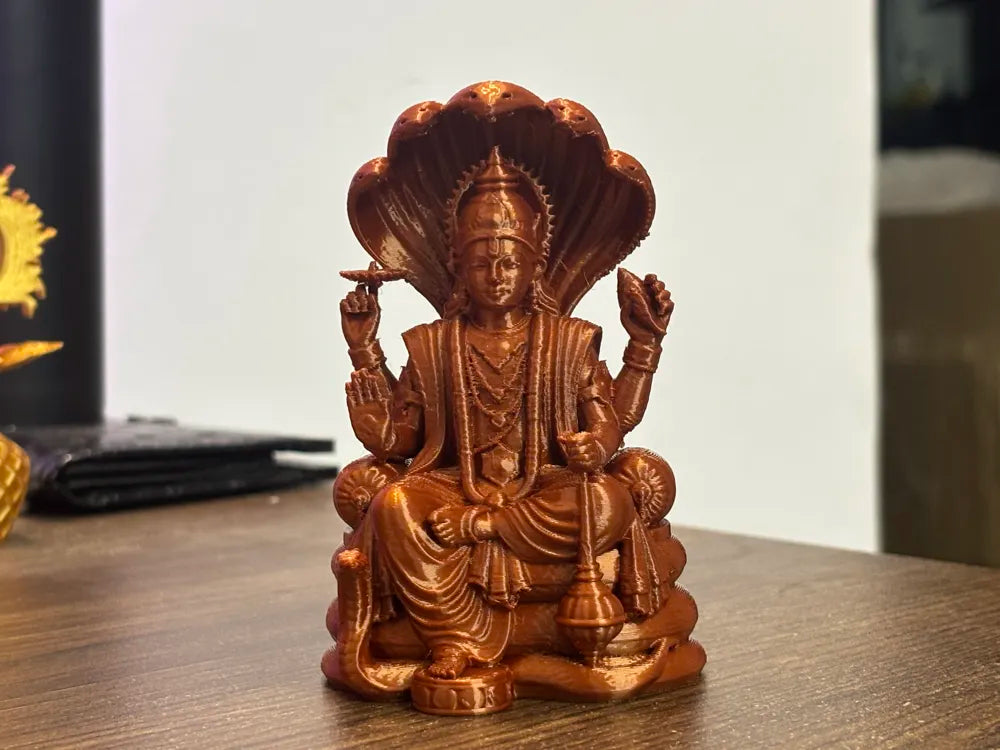 Divine Lord Vishnu with Sheshnag – 3D Printed Hindu Deity Sculpture