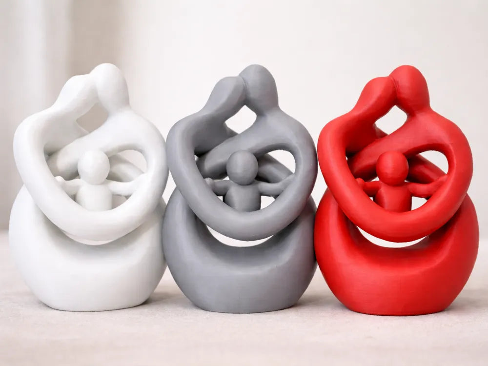 Family Embrace Minimal Sculpture – 3D Printed Abstract Home Decor