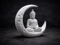 Zen Moon Buddha Meditation Sculpture – 3D Printed Spiritual Art
