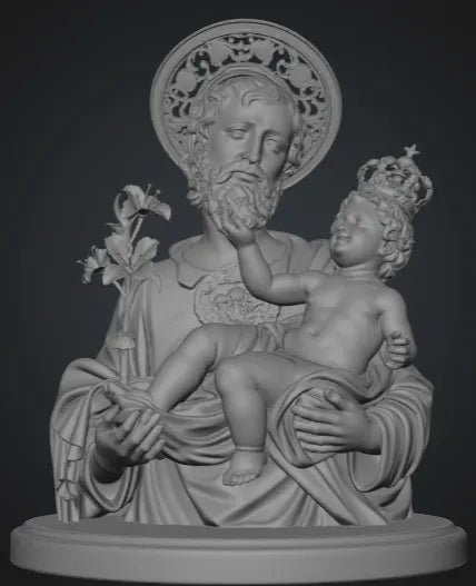 Saint Joseph with Child Jesus Statue – 3D Printed Sacred Statue