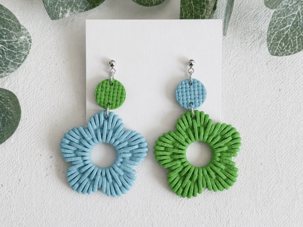 Woven Bloom Earrings – 3D Printed Floral Woven Texture Jewellery