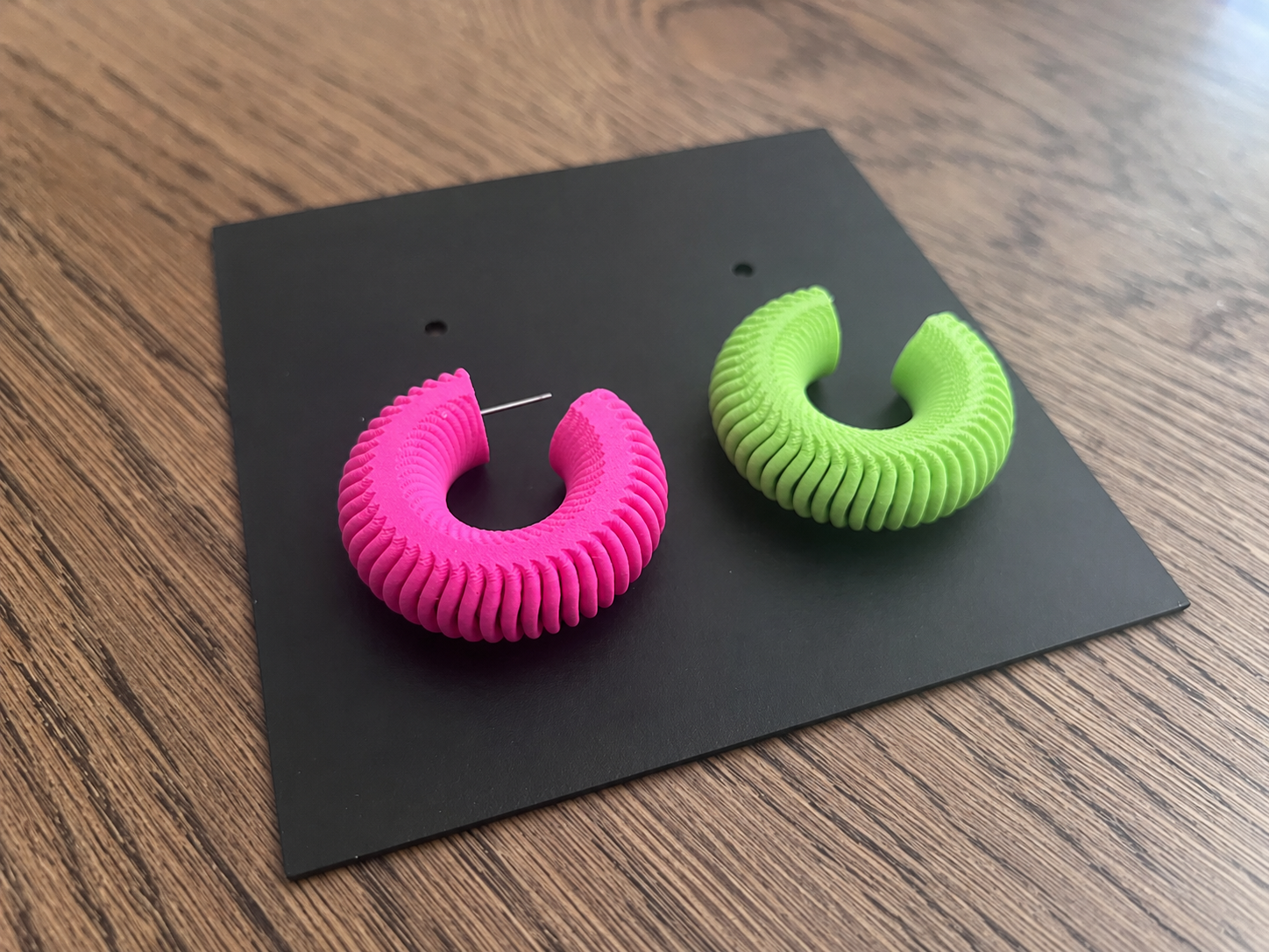 Orea Chunky Ribbed Hoop Earrings – 3D Printed Neon Statement Jewellery