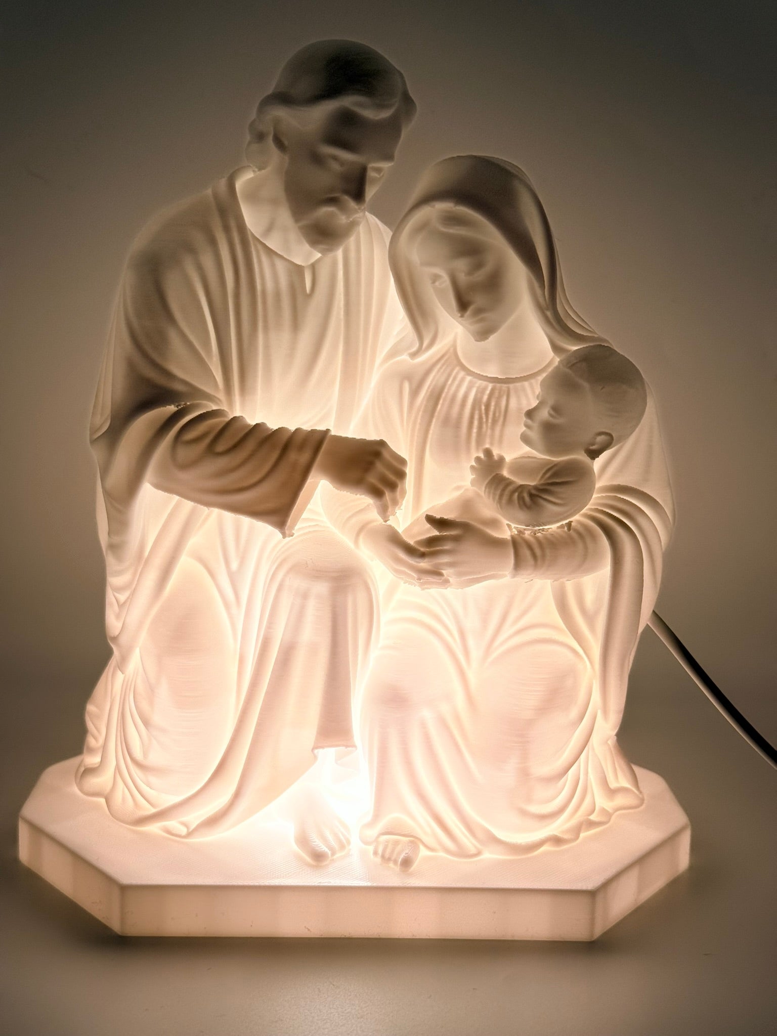 Holy Family LED Sculpture – 3D Printed Sacred Nativity Light