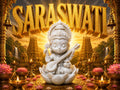 Saraswati Symphony of Knowledge Sculpture – 3D Printed Hindu Goddess Idol