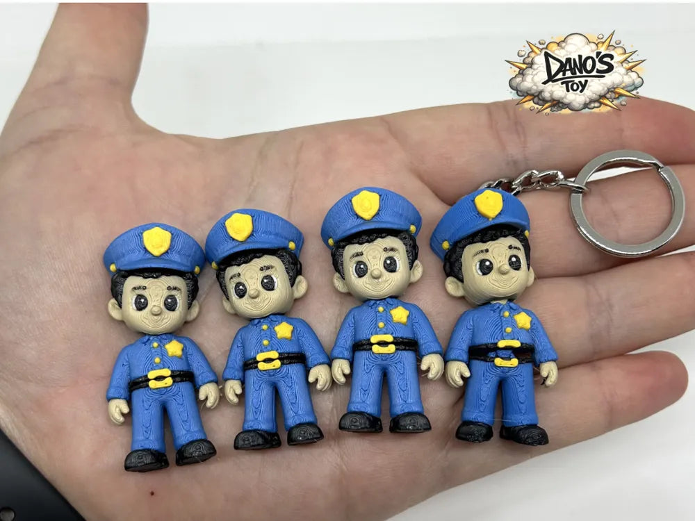 Mini Flexi Police Officer Figurine – 3D Printed Articulated Character Toy