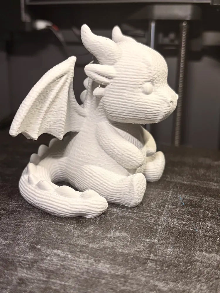 Knitted Cute Dragon Figurine – 3D Printed Whimsical Fantasy Collectible