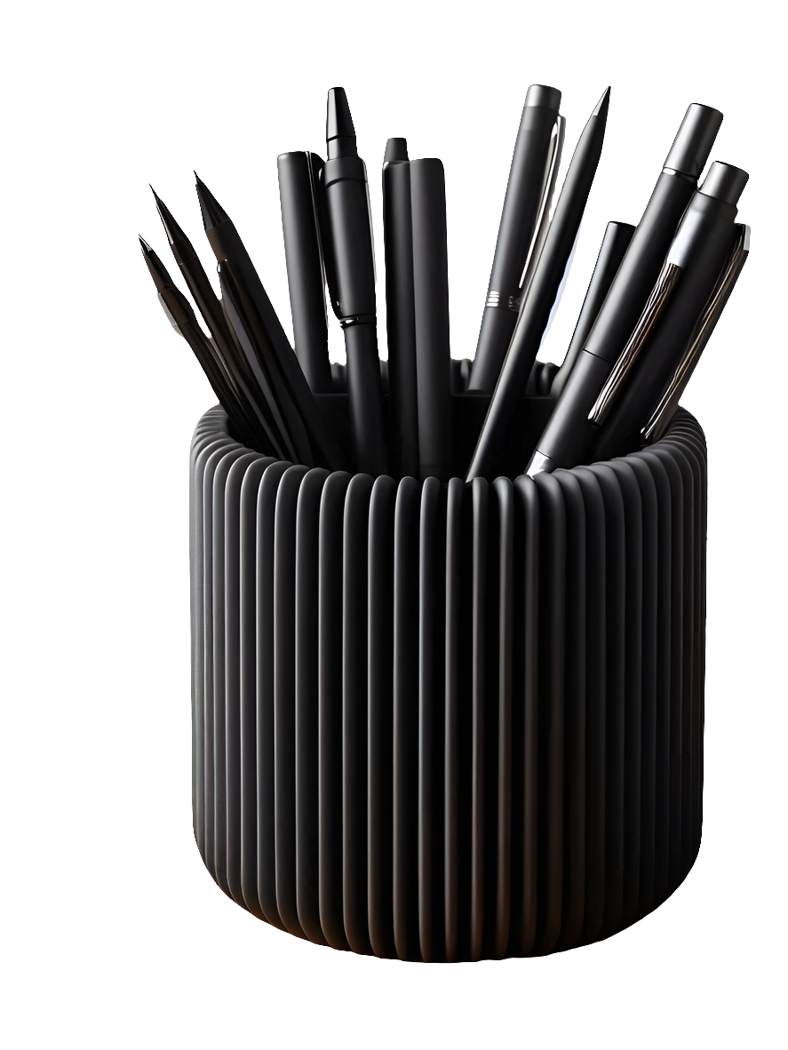 Modern Ribbed Pen Holder – 3D Printed Designer Desk Stand