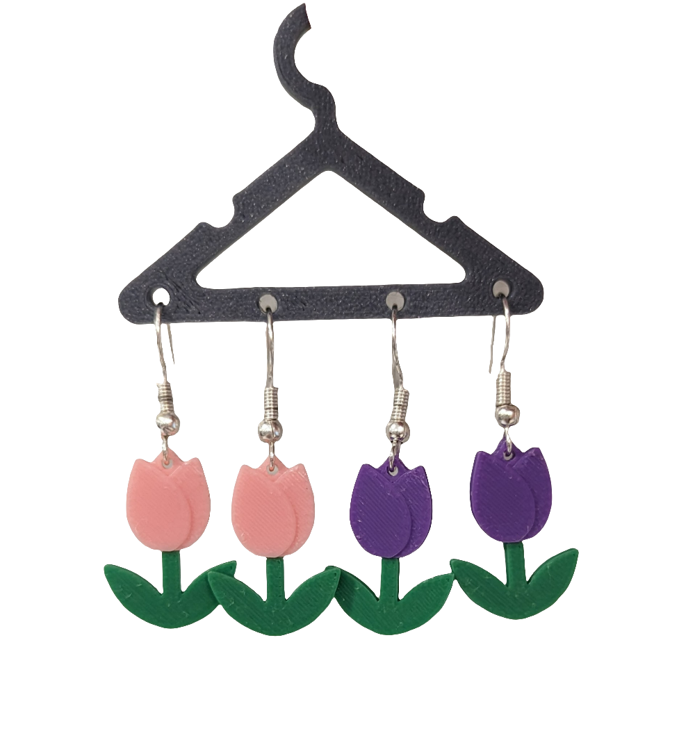 Tulip Flower Earrings – 3D Printed Lightweight Fashion Jewellery