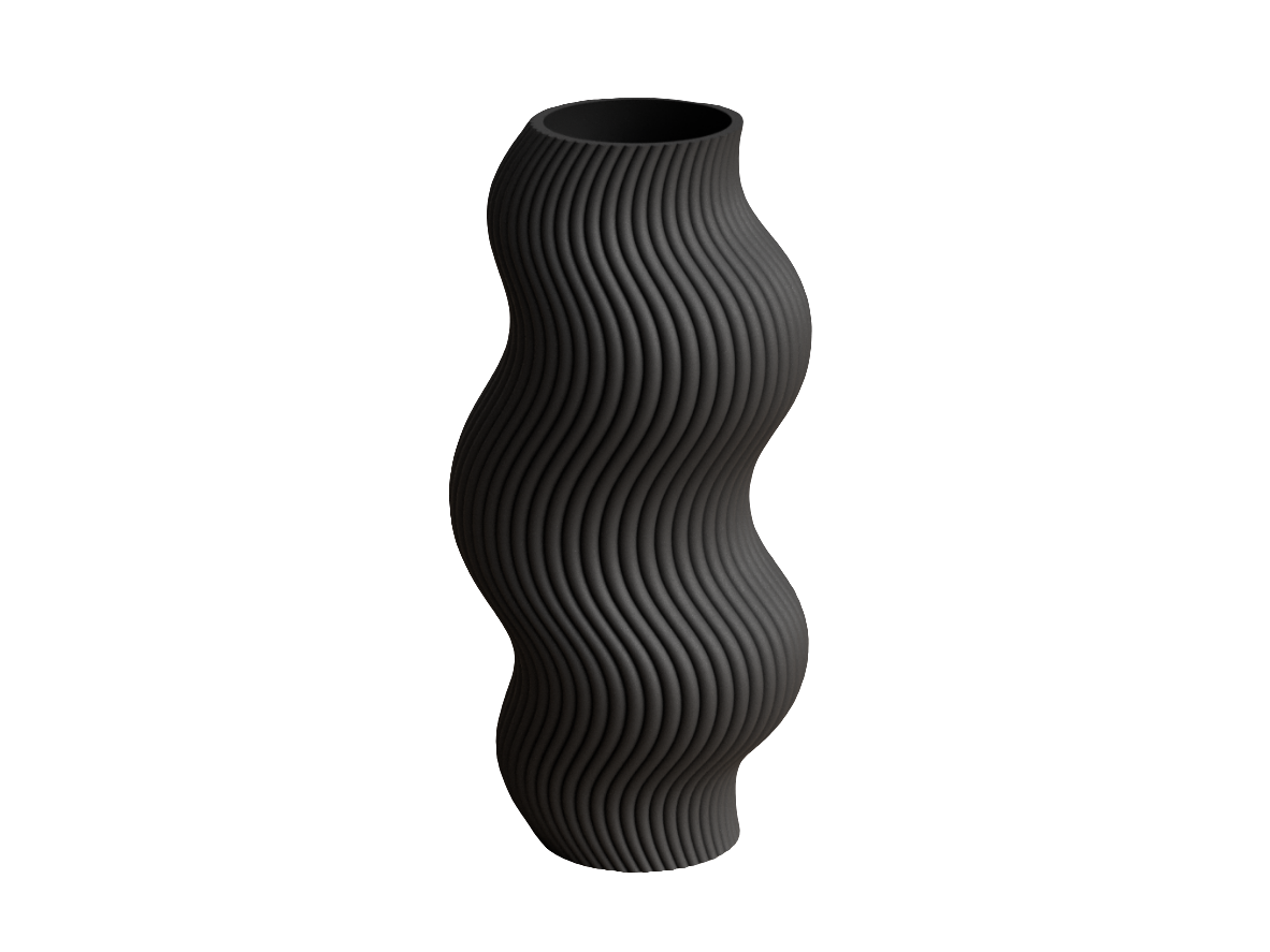 Modern Wavy Vase – 3D Printed Textured Flower Vase