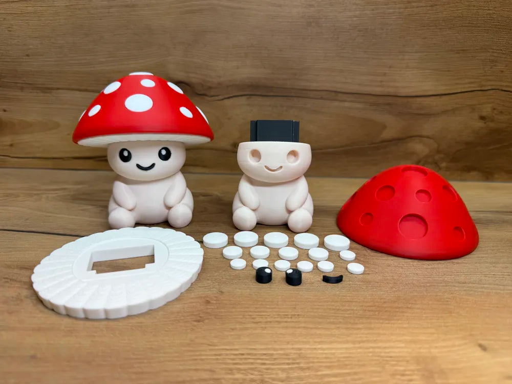 Champignon Kawaii Mushroom Figurine – 3D Printed Cute Multipart Collectible