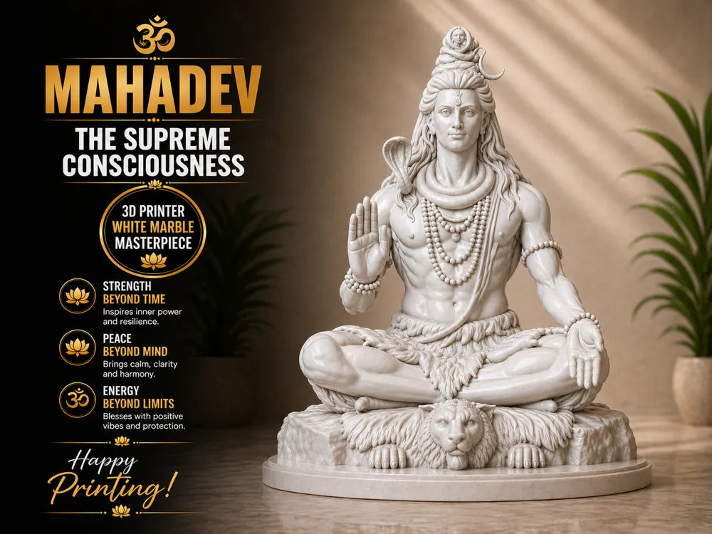 Lord Shiva Statue Eternal Creator – 3D Printed Mahadev Hindu Idol