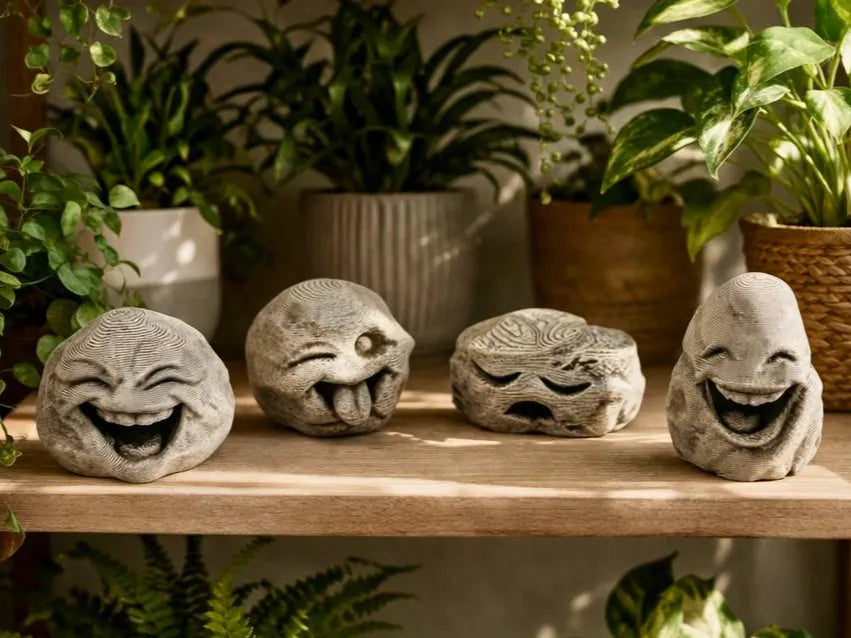 Happy Stones – 3D Printed Decorative Smiley Pebble Set