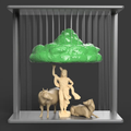 Krishna Lifting Govardhan Hill Strings Sculpture – 3D Printed Idol