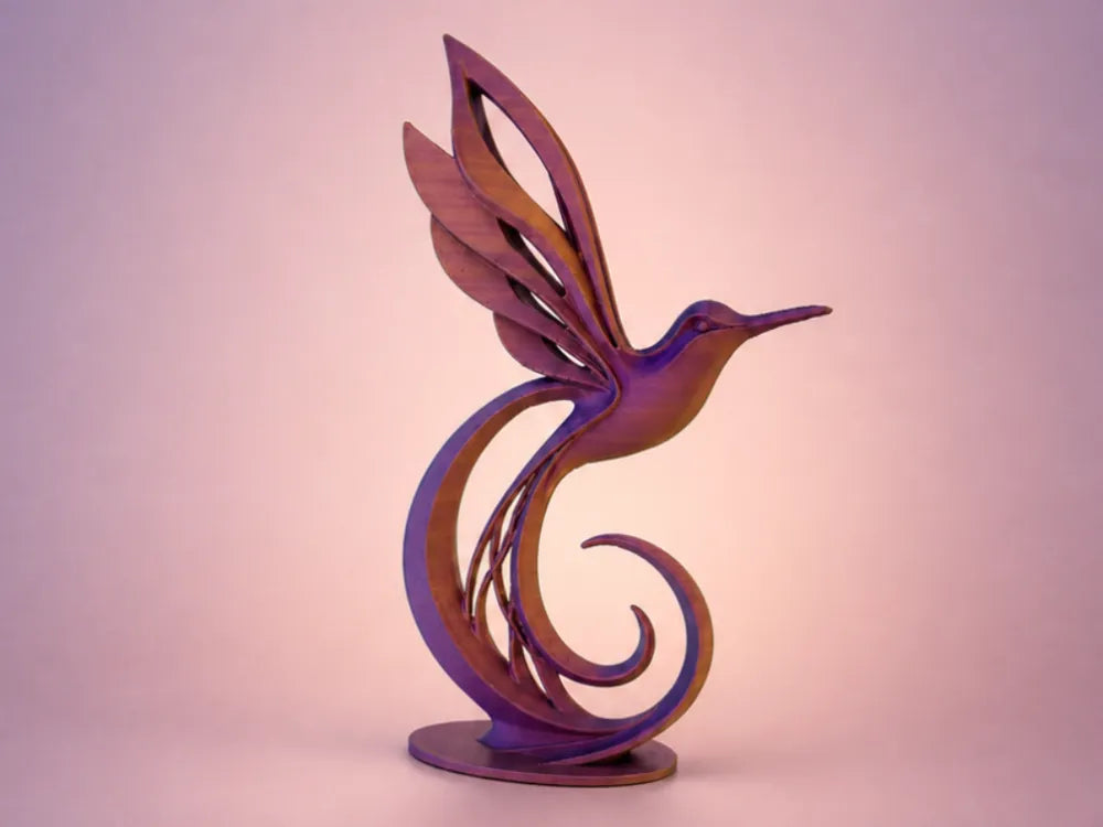Modern Hummingbird Art Sculpture – 3D Printed Contemporary Bird Decor
