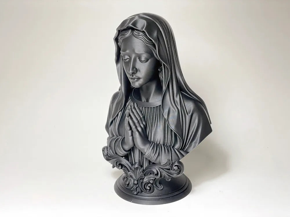 Virgin Mary Bust Prayerful Classical Sculpture – 3D Printed