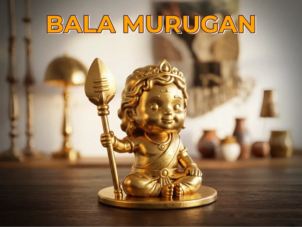 Divine Bala Murugan Cute Figurine – 3D Printed Tamil Hindu Idol