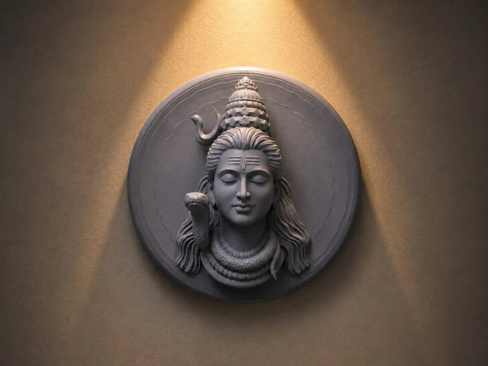 Mahadev Bust Wall Hanging – 3D Printed Lord Shiva Sacred Wall Art