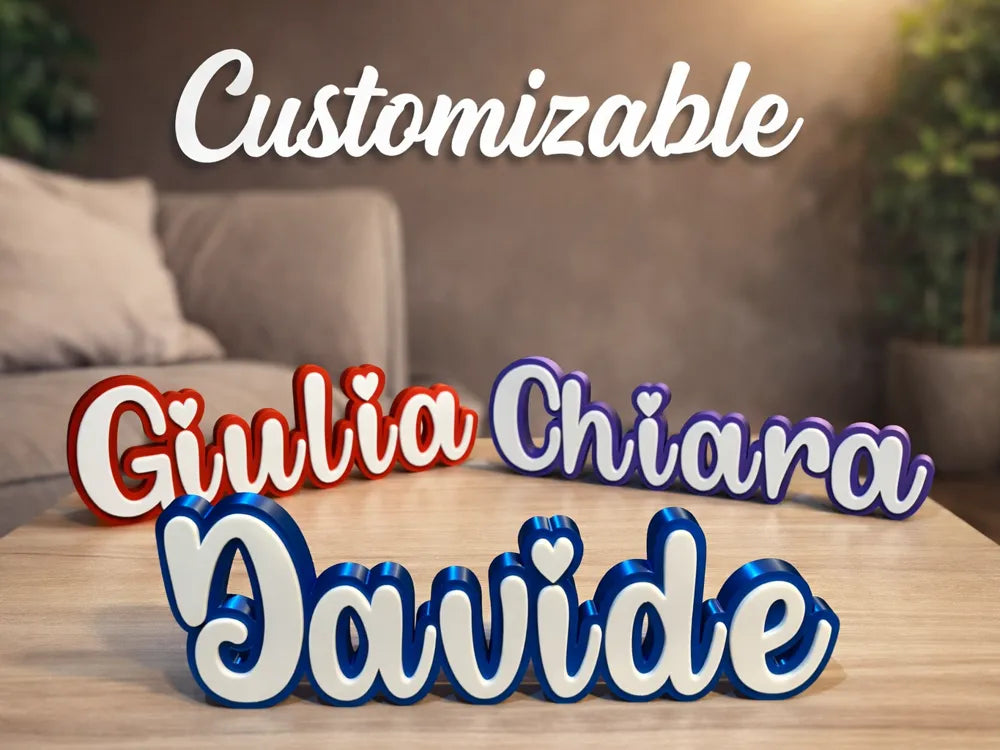 Cursive with Heart Name Sign – 3D Printed Romantic Custom Decor