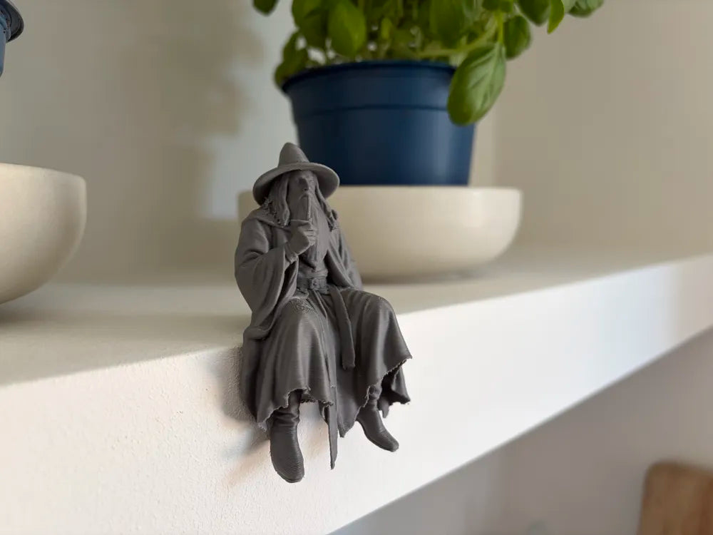 Gandalf Sitting on Shelf Figure – 3D Printed LOTR Fantasy Collectible