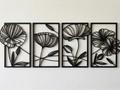 Minimalist Floral Wall Art 4 Panel Set – 3D Printed Botanical Gallery Collection