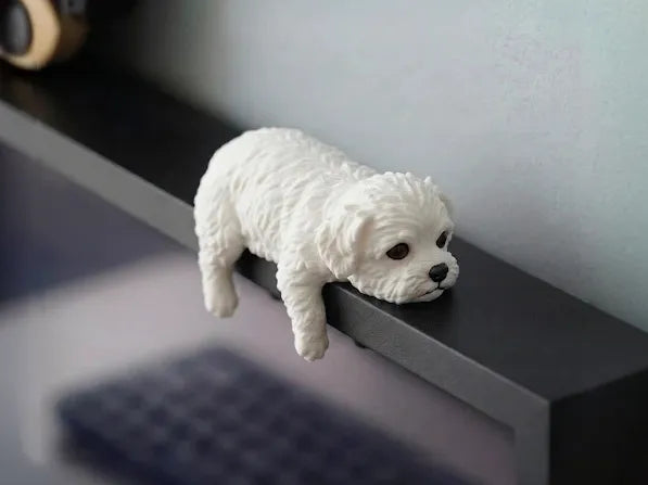 Sleepy Maltese Monitor Buddy – 3D Printed Cute Dog Desk Figurine