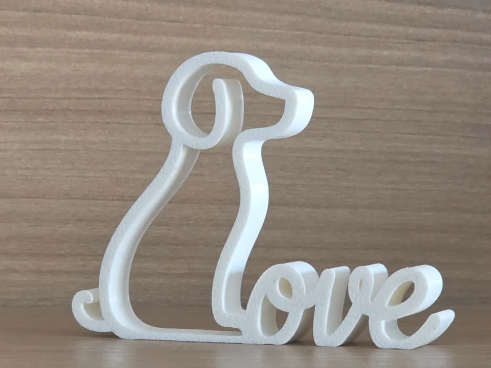 Love Dog Minimalist Home Decor Sculpture – 3D Printed Pet Figurine