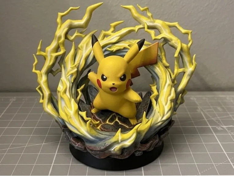 Pikachu's Spark Figurine – 3D Printed Dynamic Pokémon Collectible