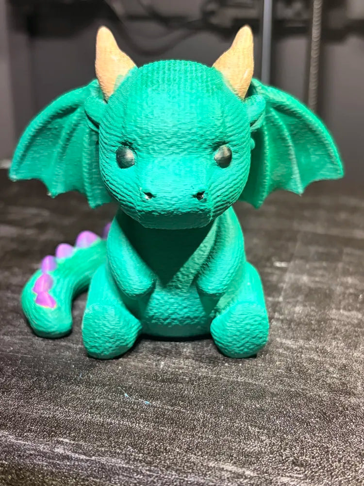 Knitted Cute Dragon Figurine – 3D Printed Whimsical Fantasy Collectible