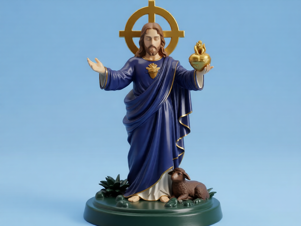 Sacred Heart Jesus Statue – 3D Printed Devotional Christian Idol